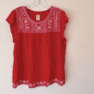 Faded Glory red with white stitching nice southwestern look embroidered